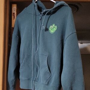PINK Victoria's Secret Teal Hoodie with Green Logo